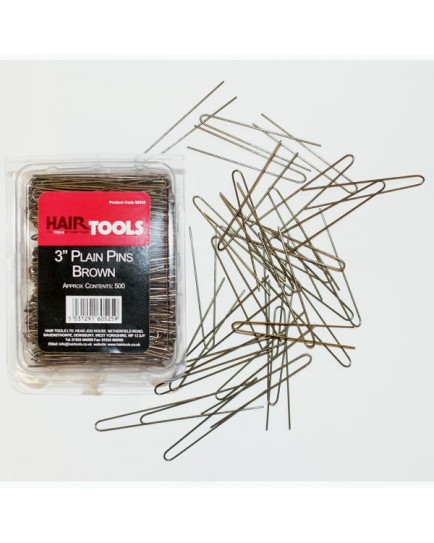 Hair Tools 3" Plain Pins - Brown 