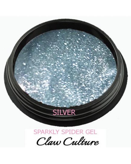 Claw Culture Metallic Sparkle Spider Gel -Silver