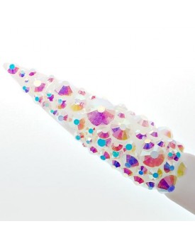 Claw Culture Cristallo Real Glass Nail Crystals-White Rainbow